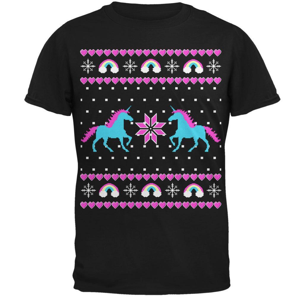 Unicorn Rainbow Ugly Christmas Sweater Mens T Shirt, image size:1001x1001