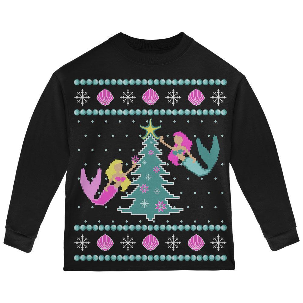 Mermaid Tree Ugly Christmas Sweater Toddler Long Sleeve T Shirt