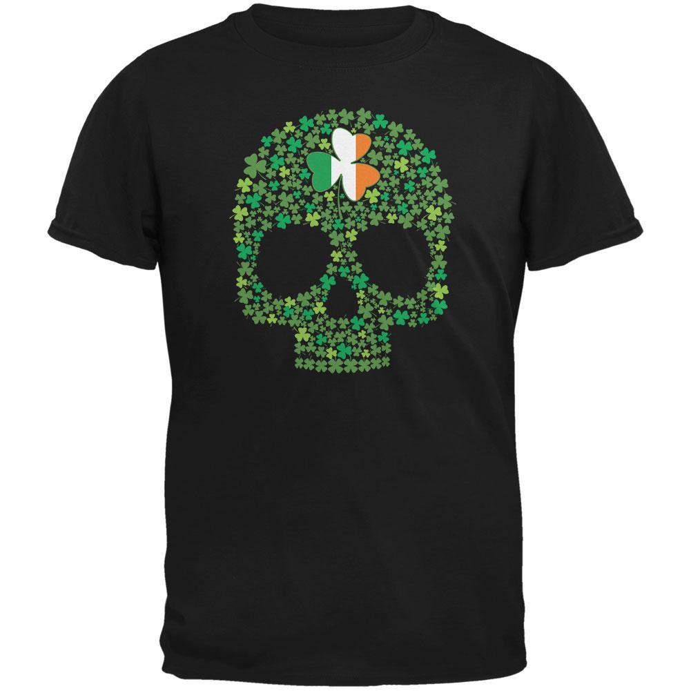 Shamrock Skull Black Adult T-Shirt