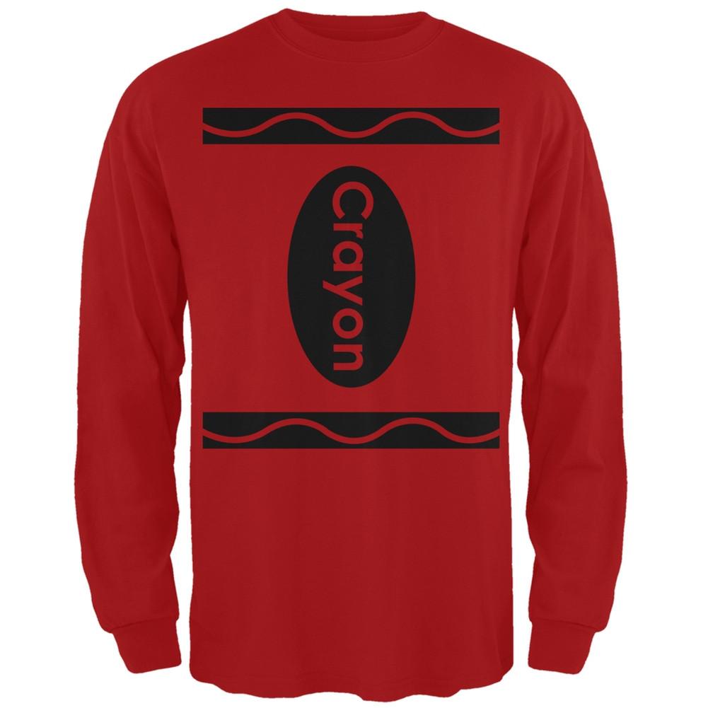 Halloween Crayon Costume Red Adult Long Sleeve T-Shirt – BadlandsChugs