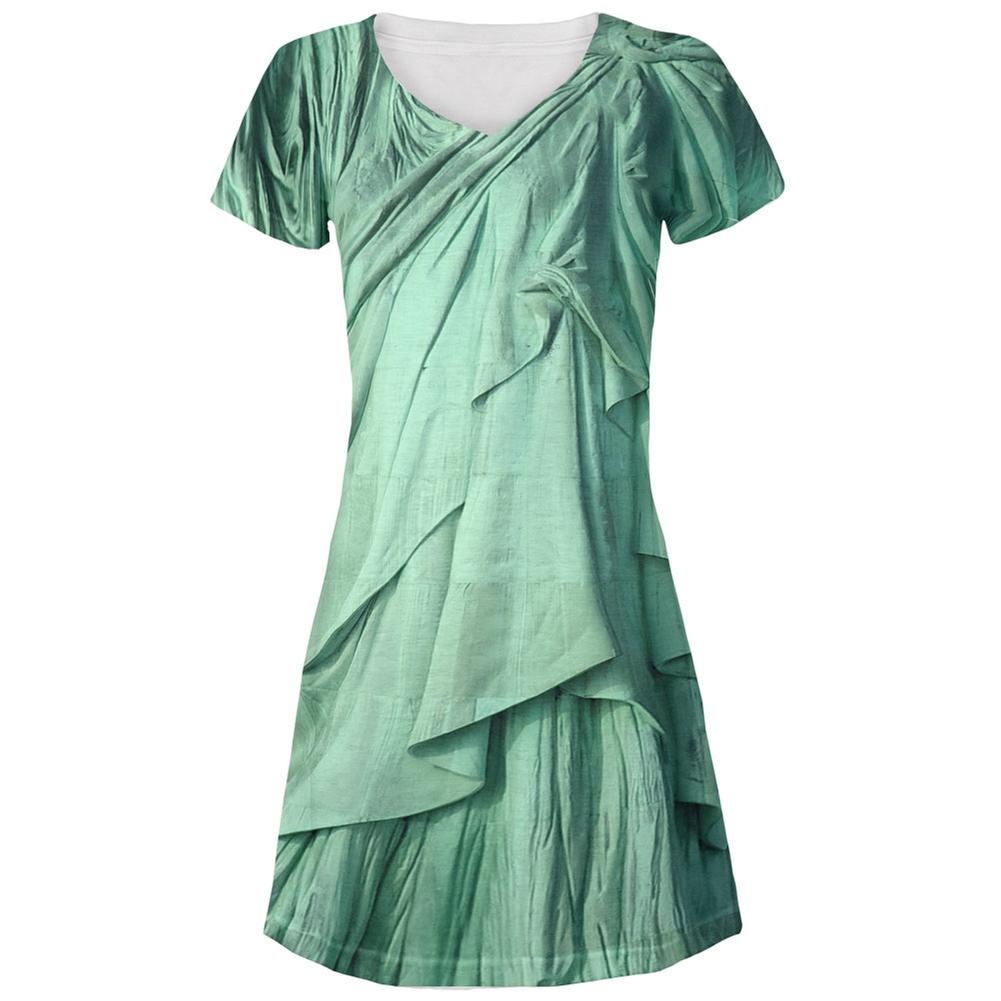 Statue of Liberty Lady Costume Juniors V-Neck Beach Cover-Up Dress