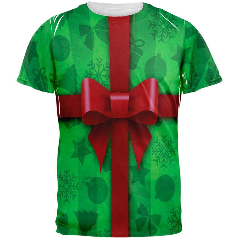 Green Christmas Present Costume All Over Adult T-Shirt – BadlandsChugs