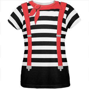 Halloween French Mime Costume All Over Womens T Shirt