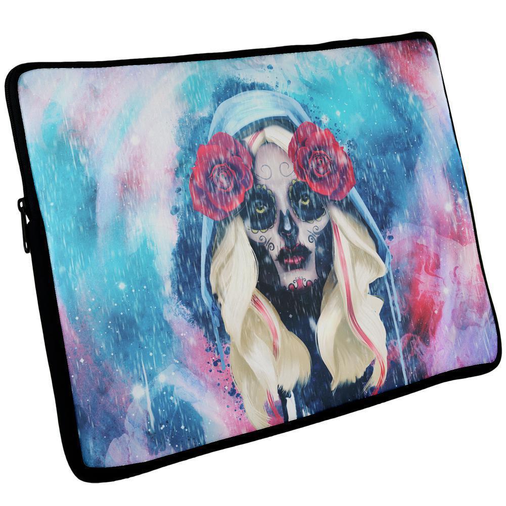 Halloween Day of the Dead Sugar Skull Girl Rain Laptop Sleeve 17 inch