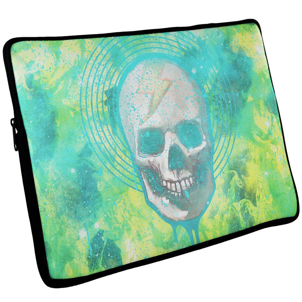 Halloween Lightning Bolt Skull Distressed Plasma Laptop Sleeve 17 inch