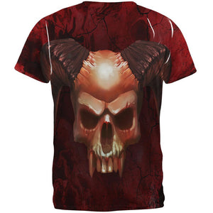 Halloween Horned Demon Skull From Hell All Over Mens T Shirt