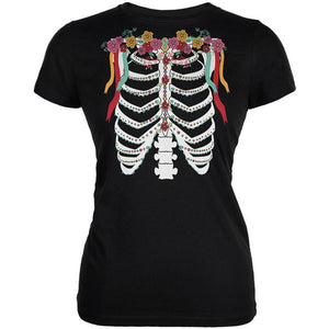 Halloween Day of the Dead Skeleton Costume Juniors Soft T Shirt