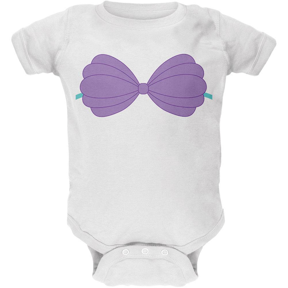 Halloween Purple Shell Bra Costume Soft Baby Crewneck One Piece