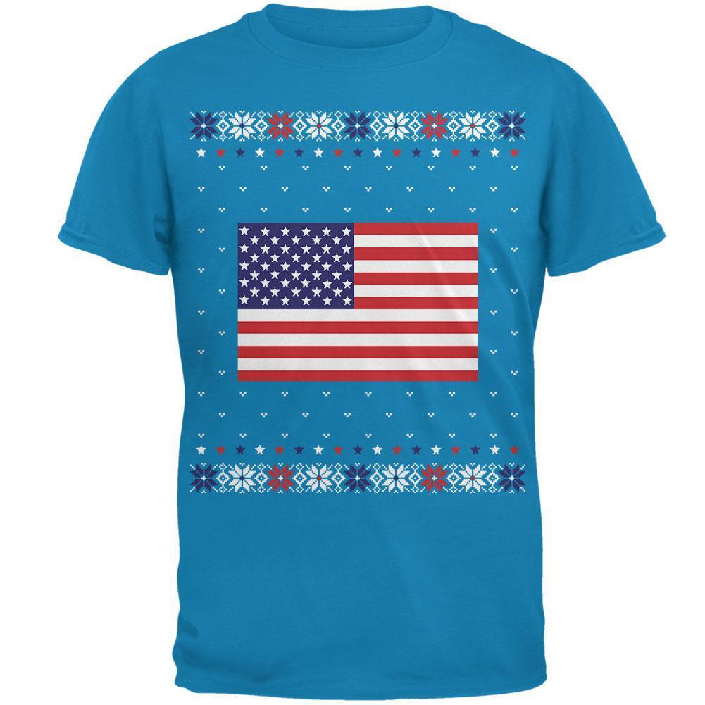 USA American Flag Ugly Christmas Sweater Mens T Shirt