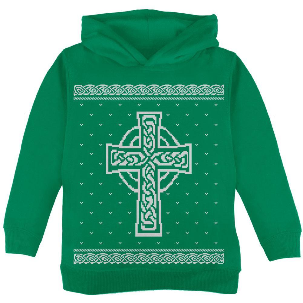 Celtic Cross Irish Ugly Christmas Sweater Toddler Hoodie
