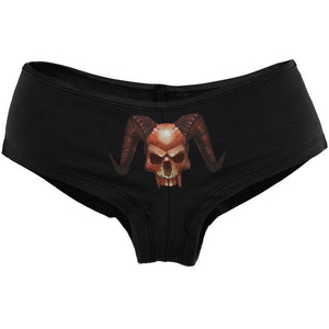 Halloween Horned Demon Skull From Hell Womens Booty Shorts