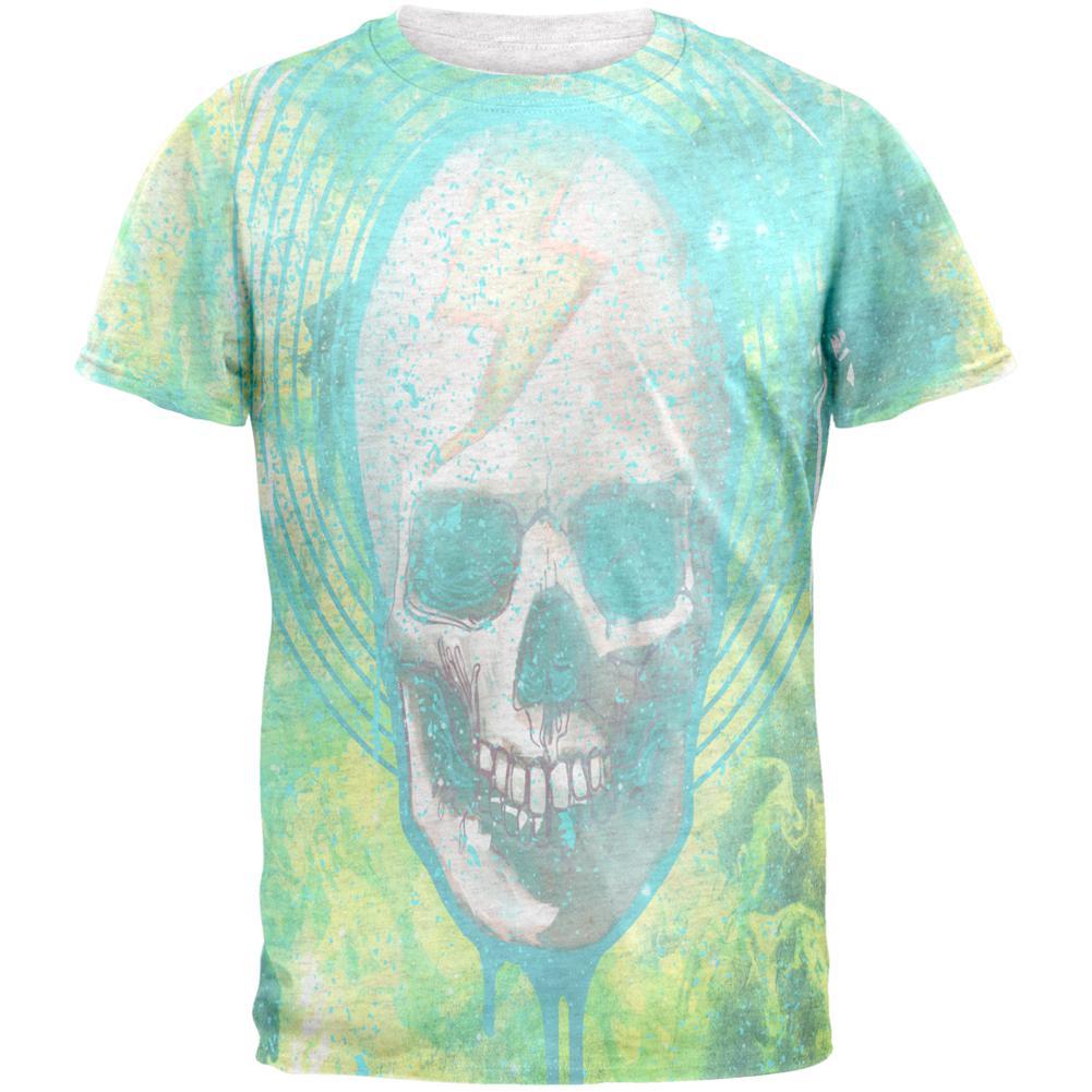 Halloween Lightining Bolt Skull Dristressed Plasma Mens T Shirt