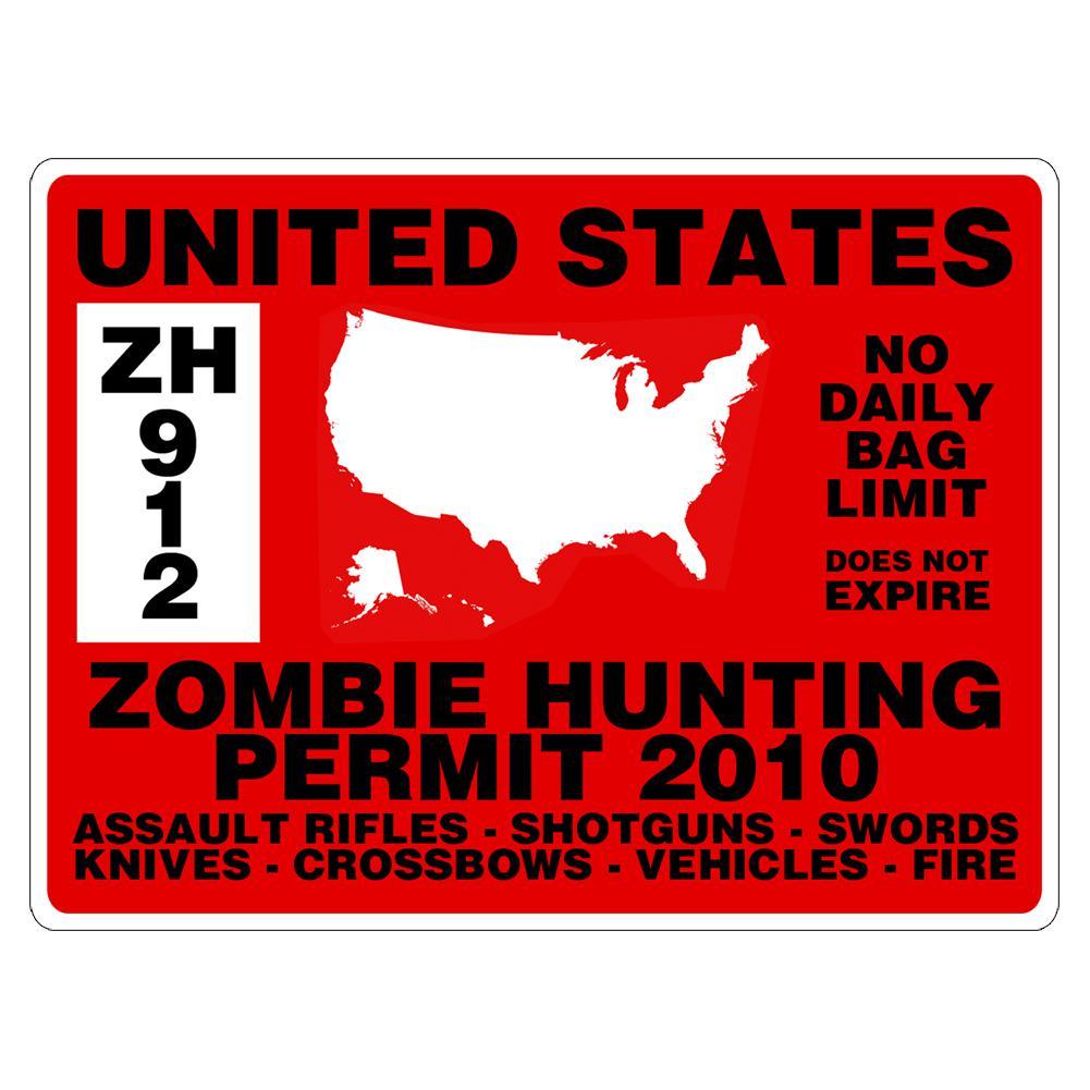 Halloween Zombie Hunting Permit Funny Rectangular Decal Sticker