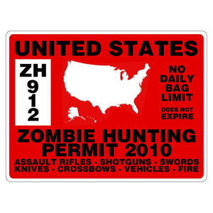Halloween Zombie Hunting Permit Funny Rectangular Decal Sticker