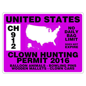 Halloween Clown Hunting Permit Funny Rectangular Decal Sticker