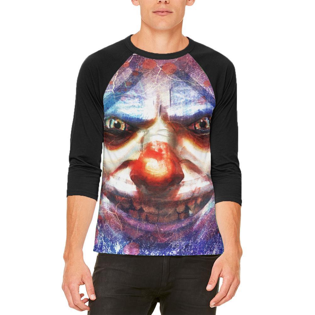 Halloween Insane Nightmare Clown Mens Raglan T Shirt