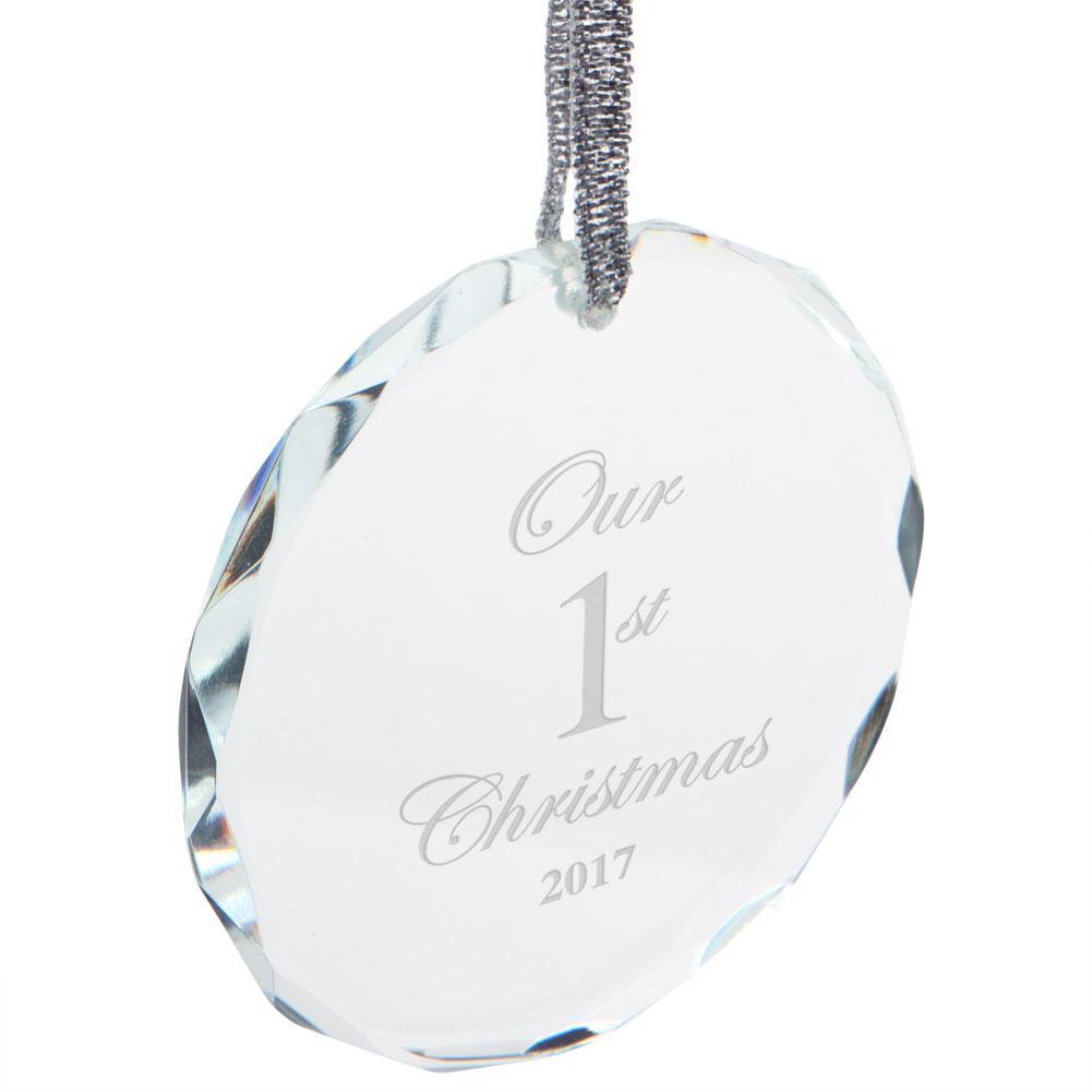 Our First 1st Christmas 2017 Etched Round Crystal Ornament