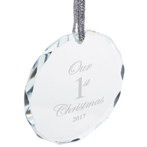 Our First 1st Christmas 2017 Etched Round Crystal Ornament