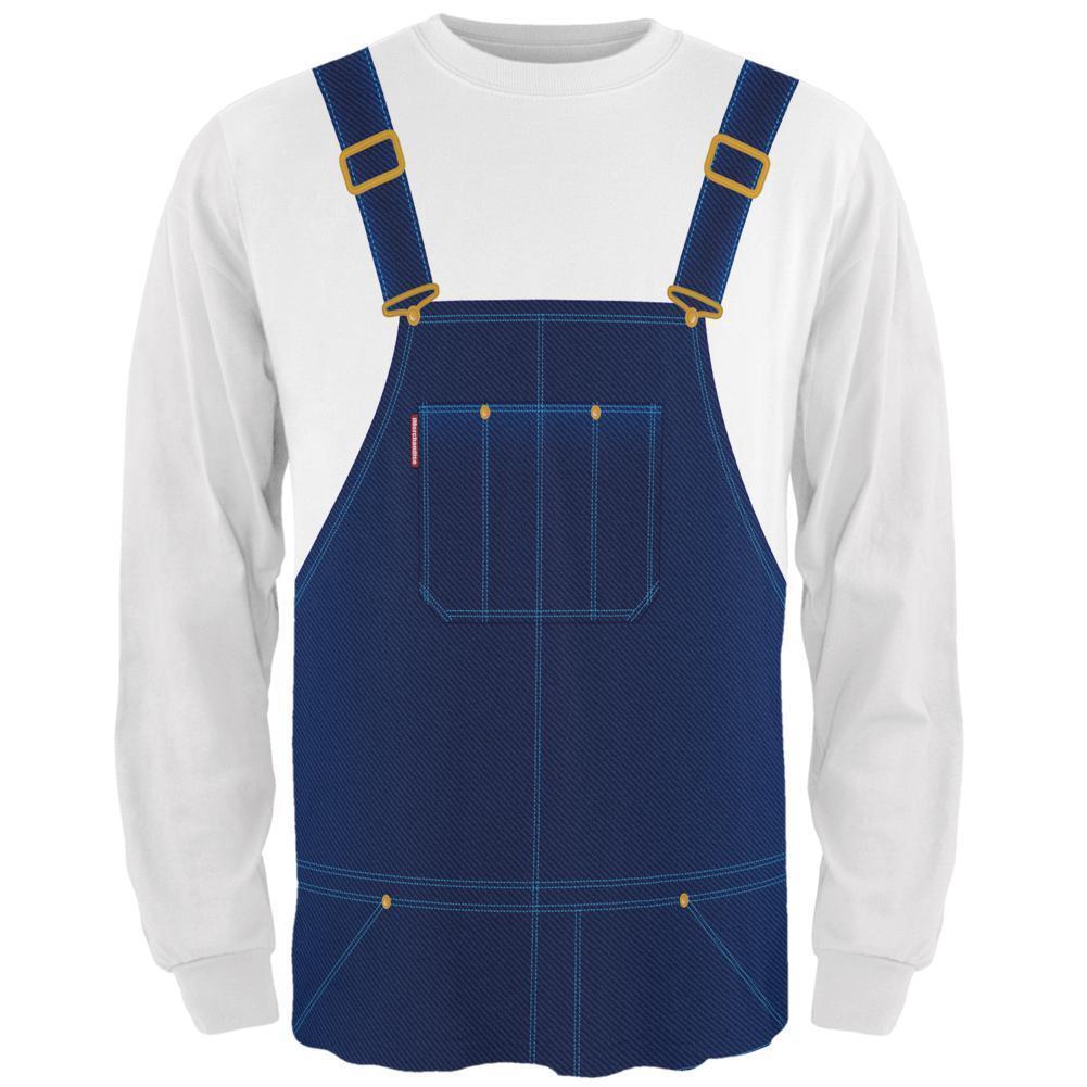 Halloween Overalls White Costume All Over Mens Long Sleeve T Shirt