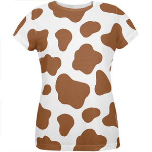 Halloween Costume Brown Spot Cow All Over Womens T Shirt
