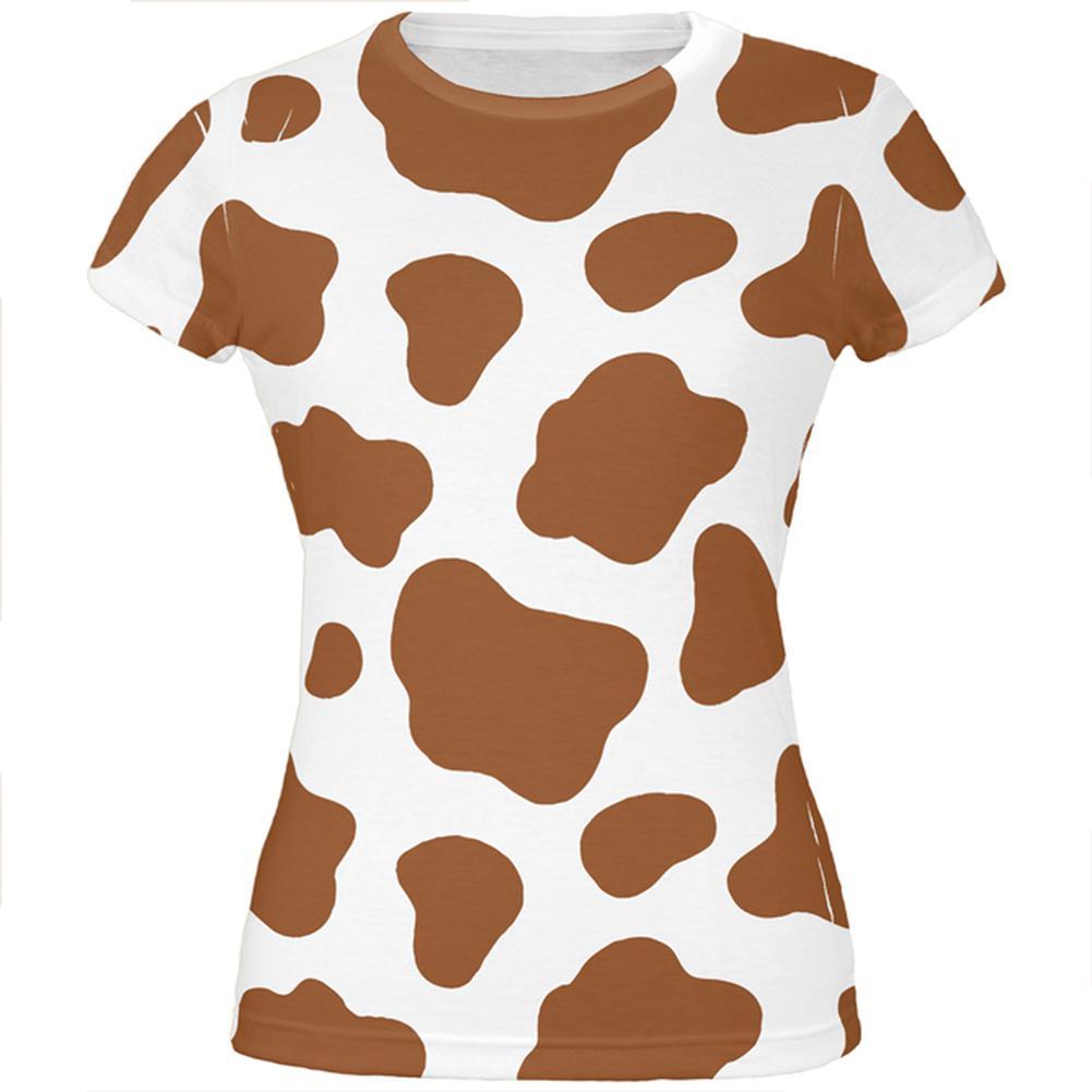 Halloween Costume Brown Spot Cow All Over Juniors T Shirt