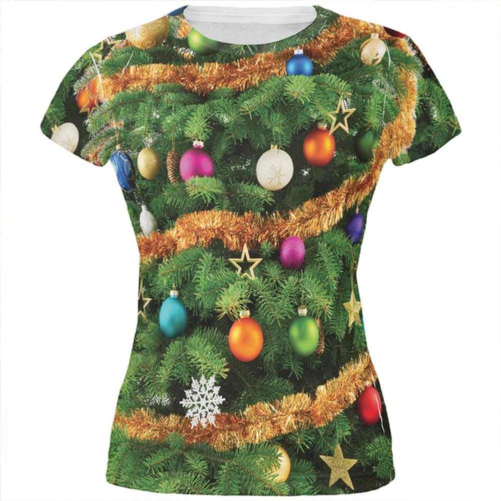 Christmas Tree Costume All Over Juniors T Shirt