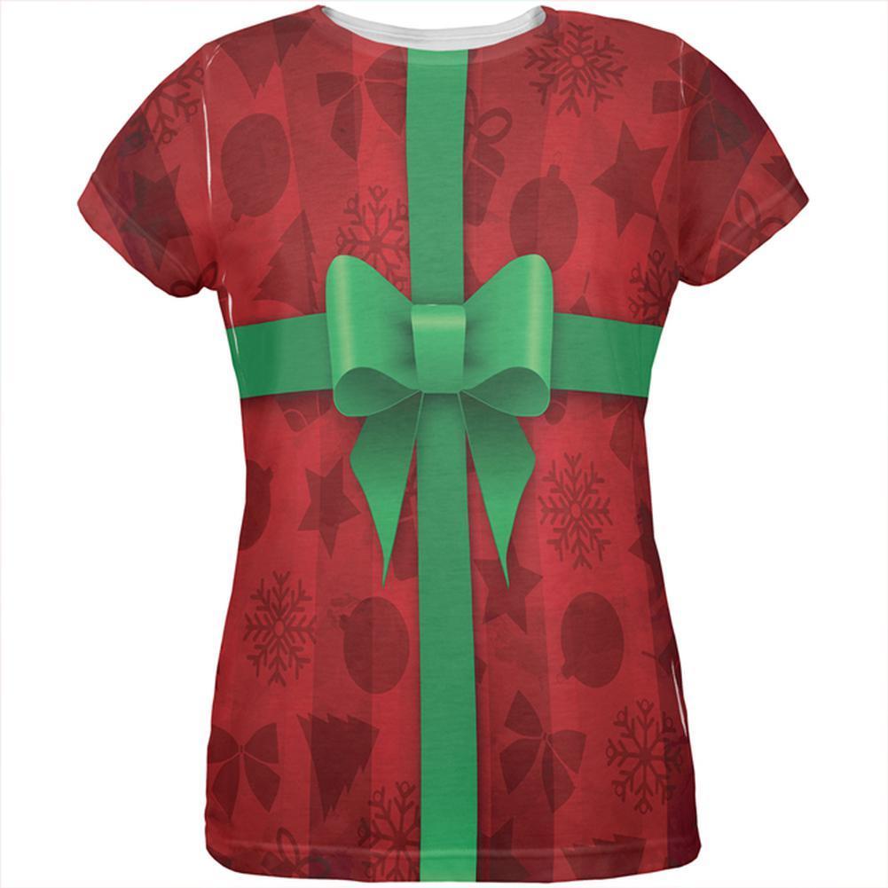 Red Christmas Present Costume All Over Womens T Shirt