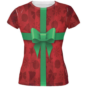 Red Christmas Present Costume All Over Juniors T Shirt