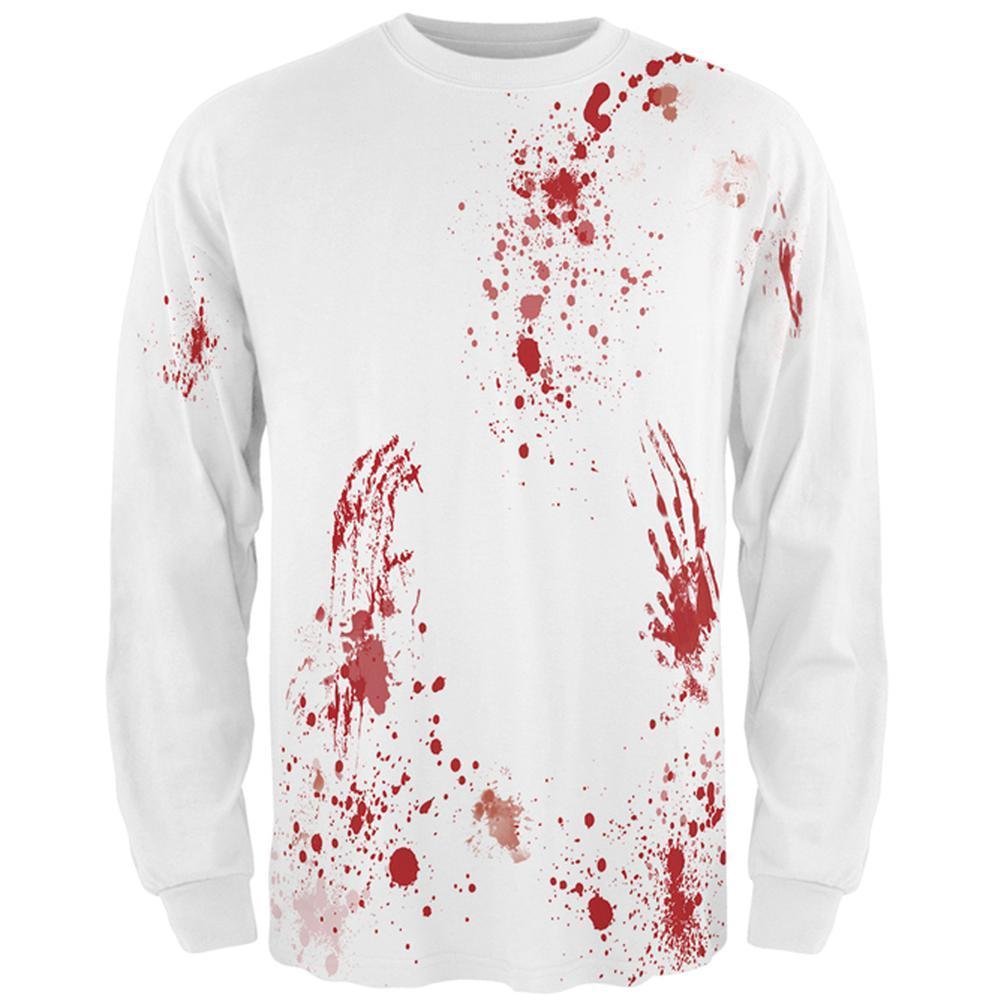 Halloween Blood Splatter All Over Mens Long Sleeve T Shirt