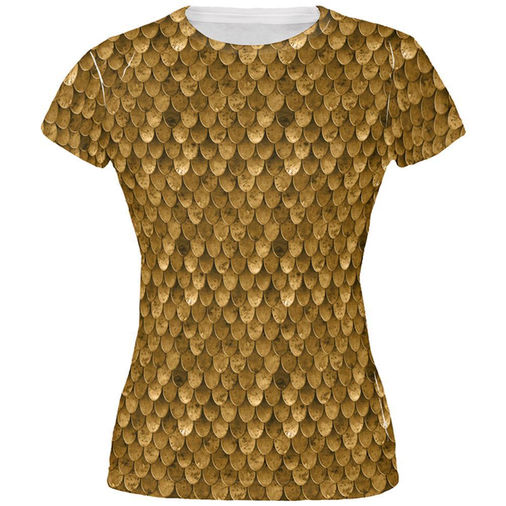 Halloween Bronze Scale Mail Armor Costume All Over Juniors T Shirt