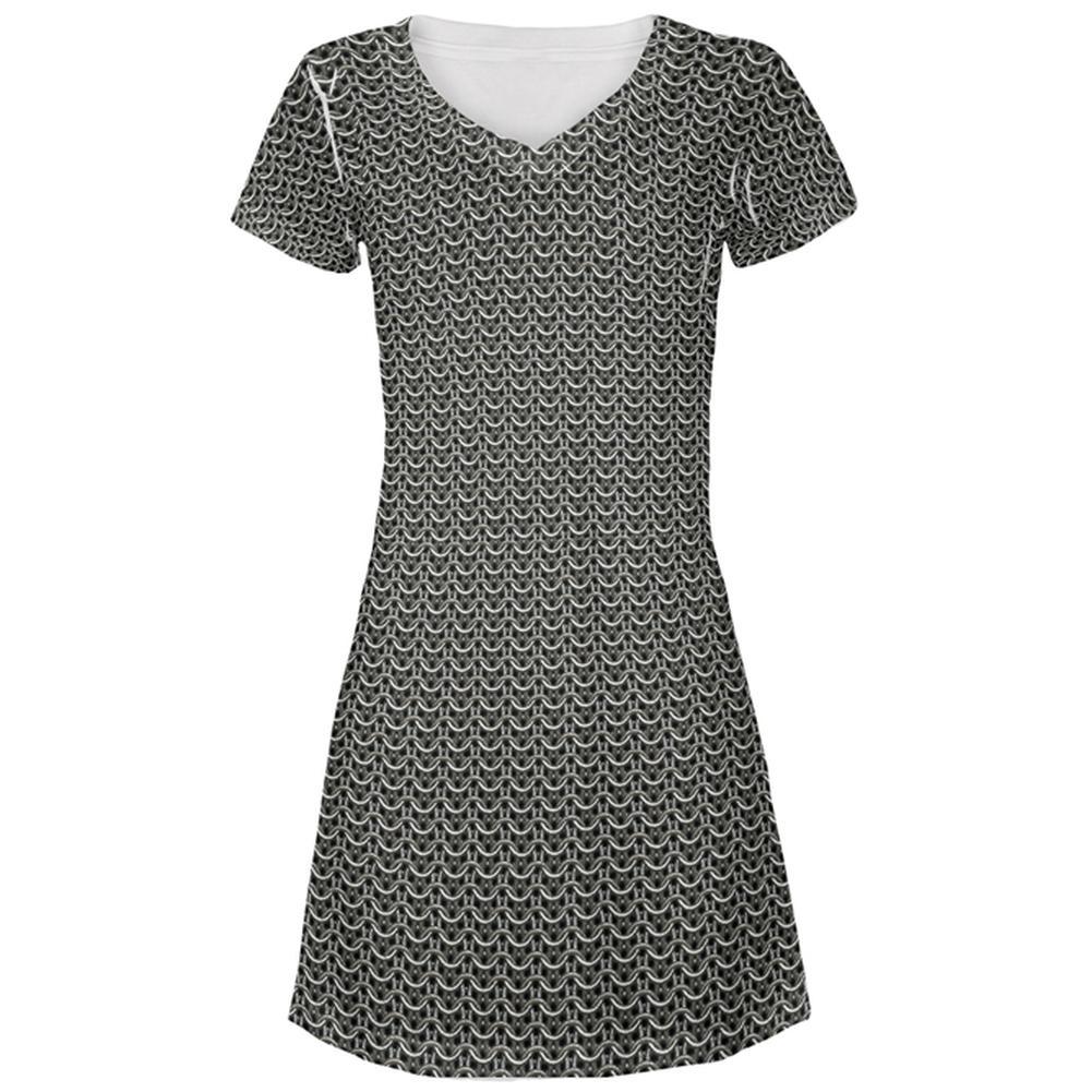 Halloween Chainmail Armor Costume All Over Juniors Beach Cover-Up Dress