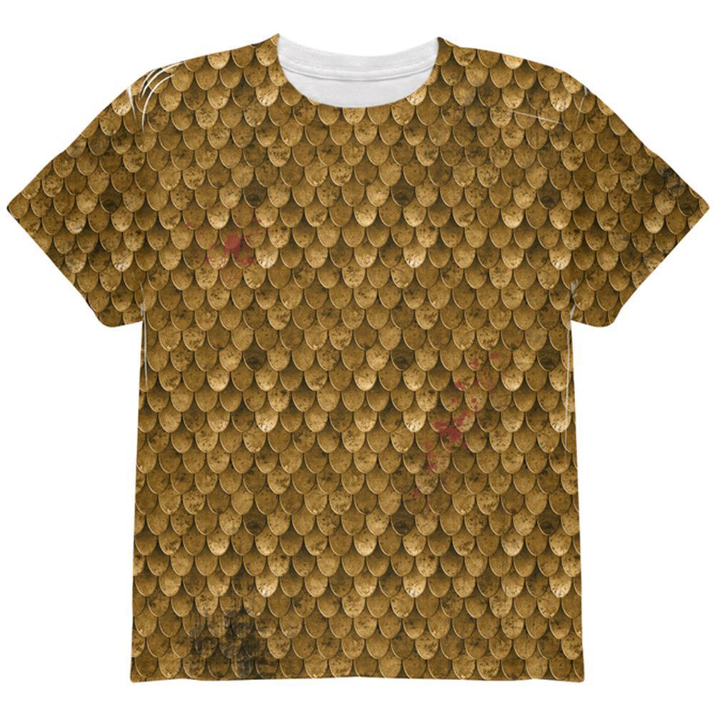 Halloween Battle Damage Bronze Scale Armor Costume All Over Youth T Shirt