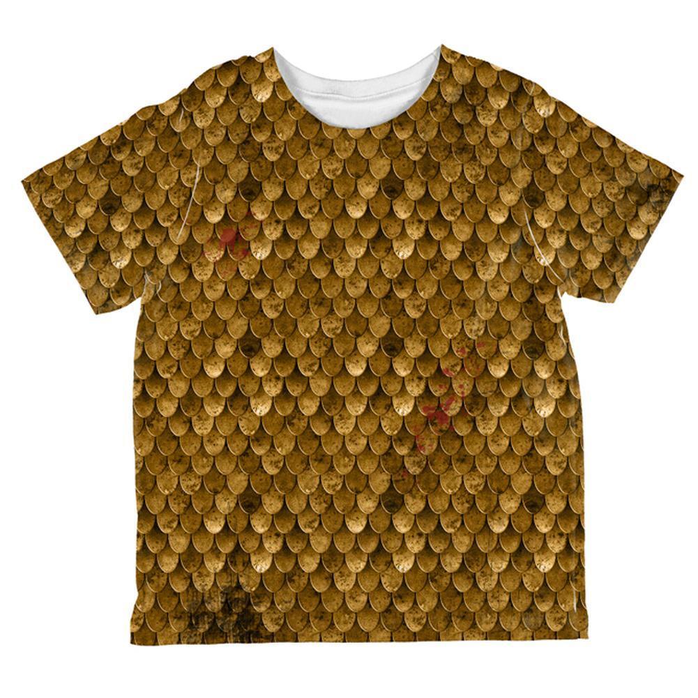Halloween Battle Damage Bronze Scale Armor Costume All Over Toddler T Shirt