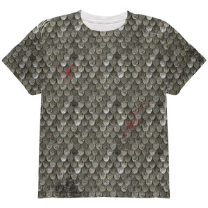 Halloween Battle Damage Steel Scale Armor Costume All Over Youth T Shirt