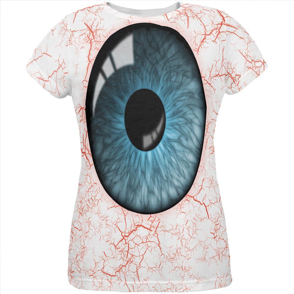 Halloween Blue Creepy Eyeball Costume All Over Womens T Shirt