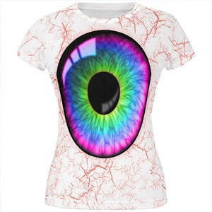 Halloween Rainbow Creepy Eyeball Costume All Over Juniors T Shirt