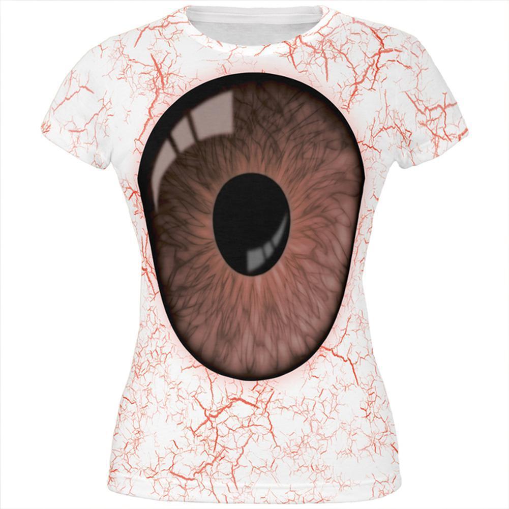 Halloween Brown Creepy Eyeball Costume All Over Juniors T Shirt