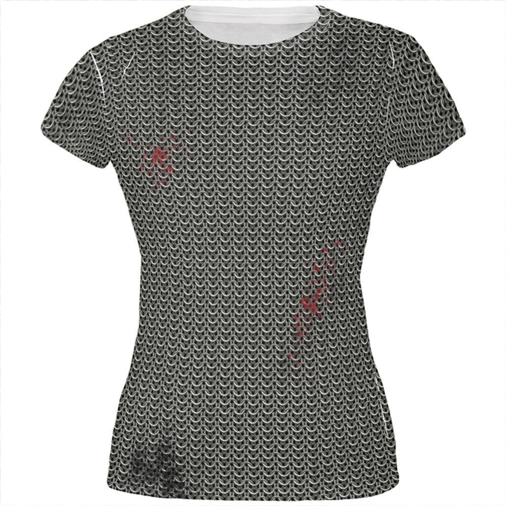 Halloween Battle Damage Chainmail Costume All Over Juniors T Shirt
