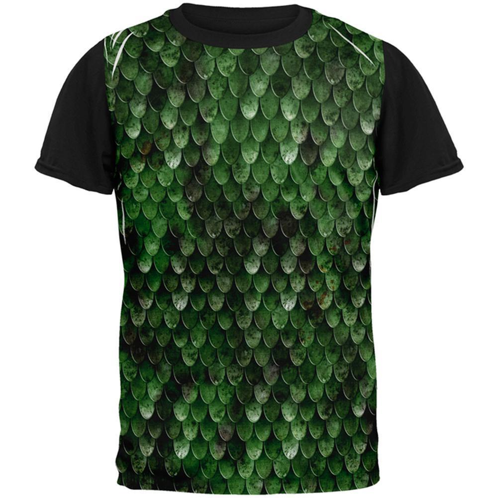 Halloween Wood Elf Scale Mail Armor Costume All Over Mens Black Back T Shirt