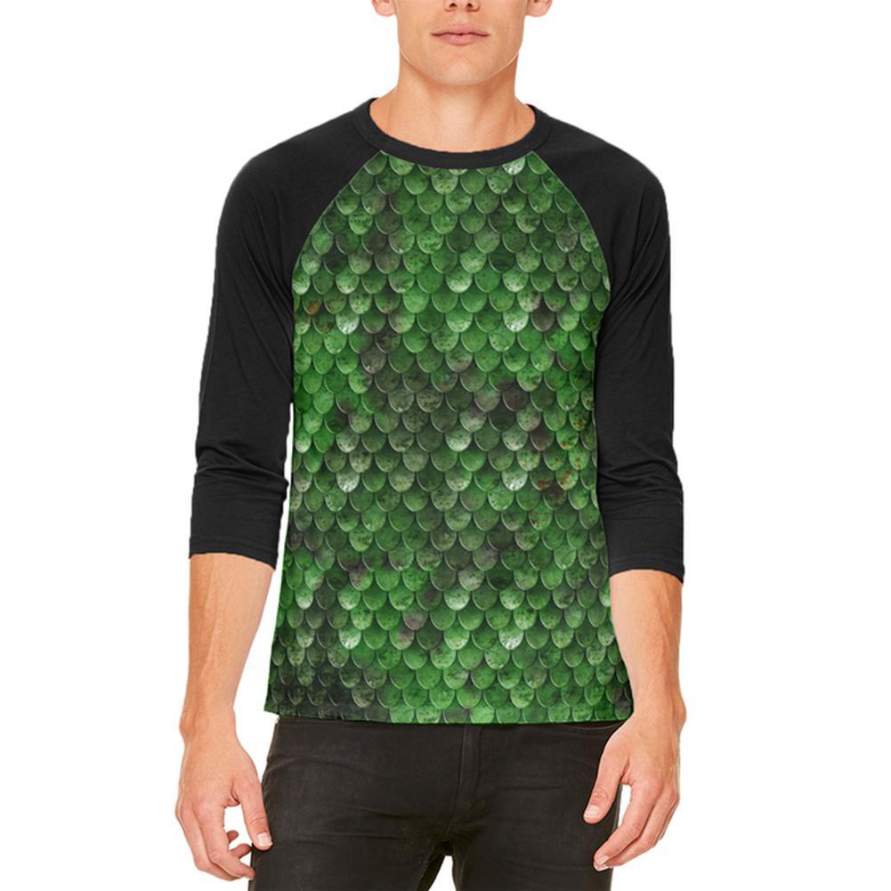 Halloween Wood Elf Scale Mail Armor Costume Mens Raglan T Shirt