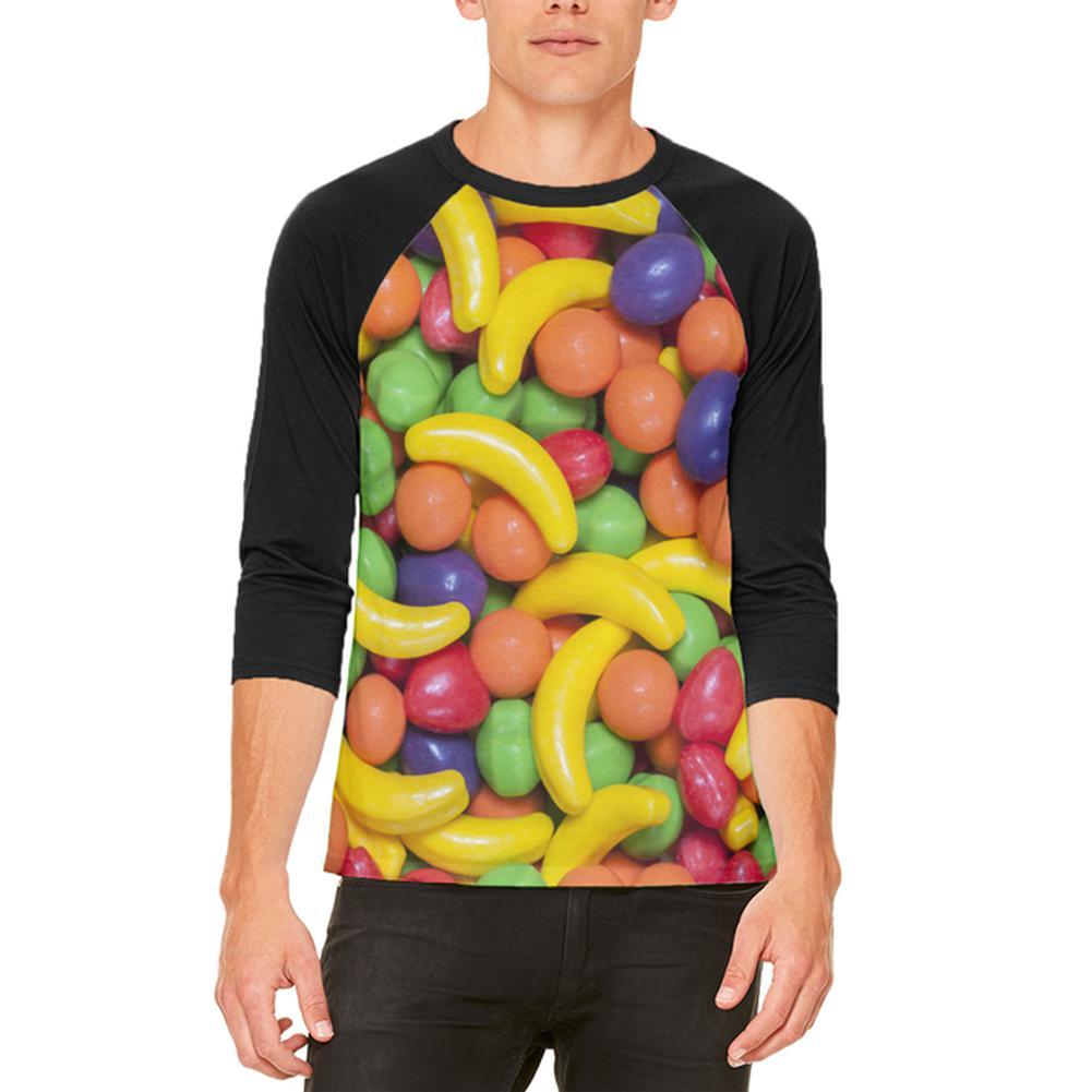 Halloween Fruit Candy Mens Raglan T Shirt
