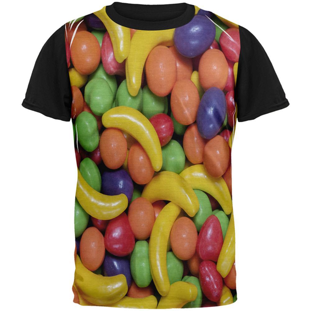 Halloween Fruit Candy All Over Mens Black Back T Shirt