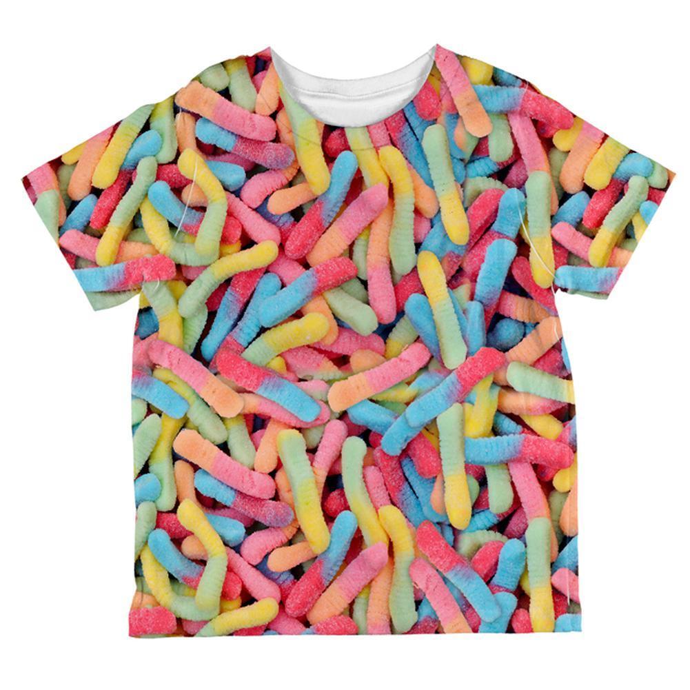 Halloween Sour Gummy Worms All Over Toddler T Shirt