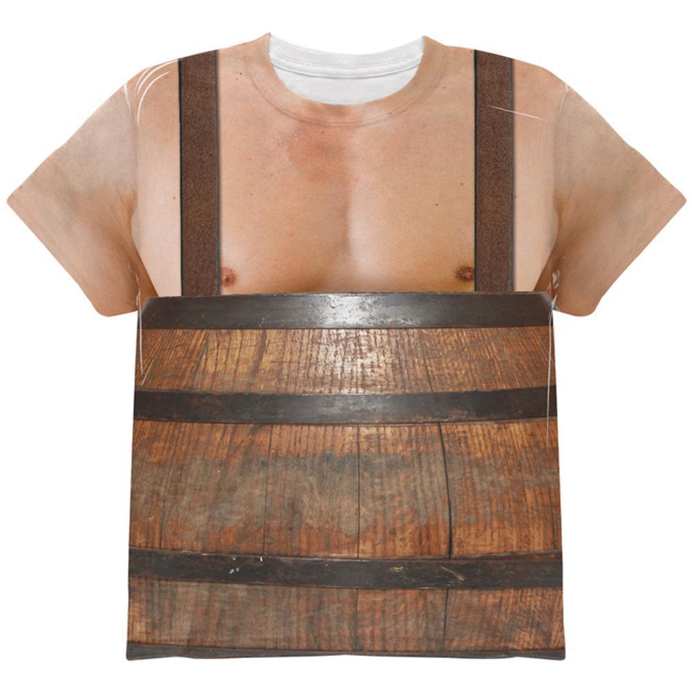 Halloween Man in Barrel Suspenders Costume All Over Youth T Shirt