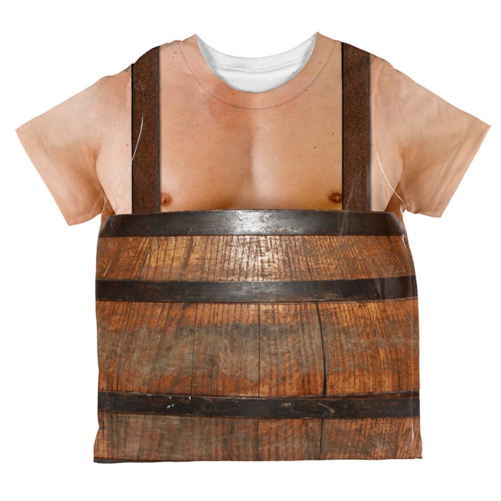 Halloween Man in Barrel Suspenders Costume All Over Toddler T Shirt