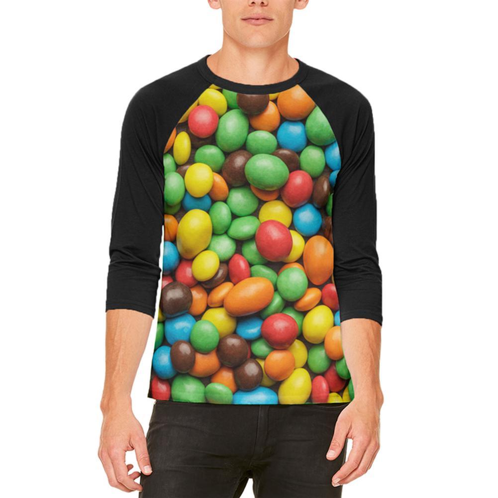 Halloween Candy Coated Chocolate Mens Raglan T Shirt