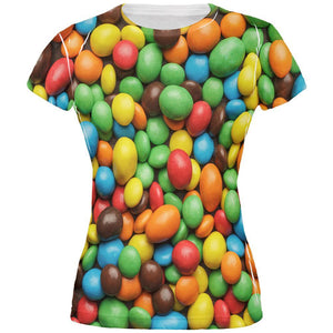 Halloween Candy Coated Chocolate All Over Juniors T Shirt