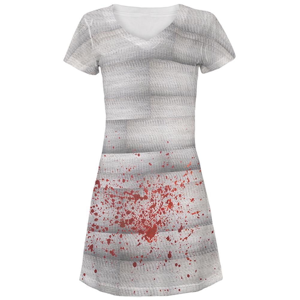 Halloween Bloody Mummy All Over Juniors Beach Cover-Up Dress