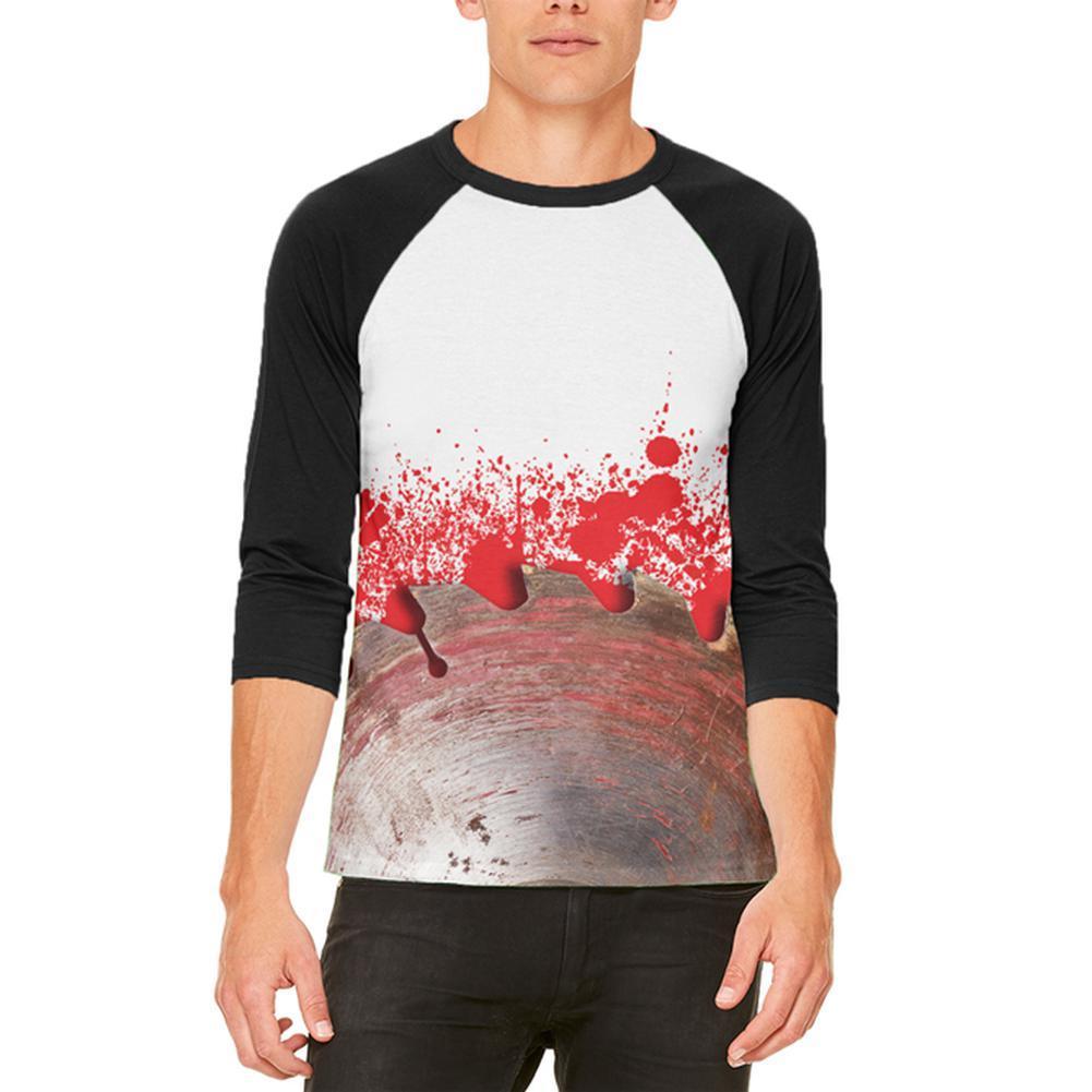 Halloween Bloody Saw Blade Massacre Mens Raglan T Shirt
