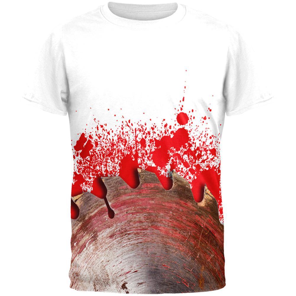 Halloween Bloody Saw Blade Massacre All Over Mens Black Back T Shirt